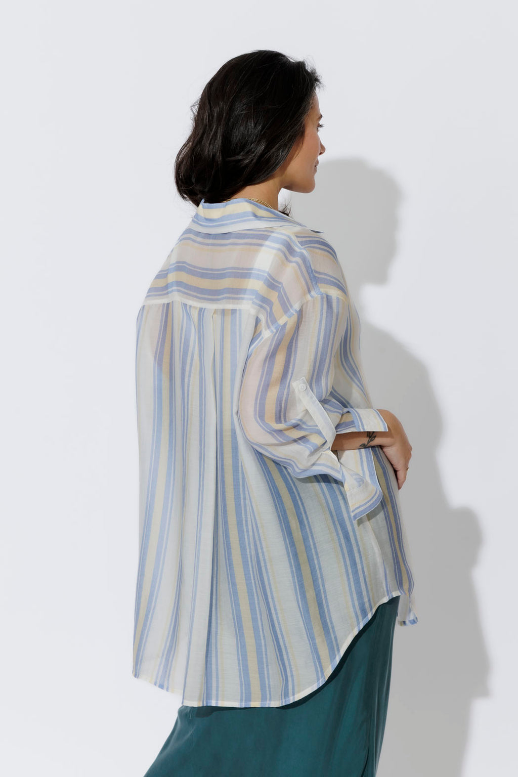 Yellow/Blue Lyocell Oversized Shirt