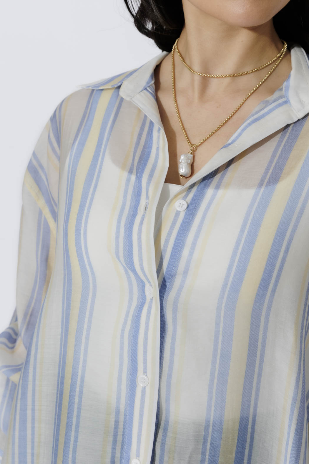 Yellow/Blue Lyocell Oversized Shirt