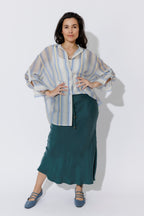 Yellow/Blue Lyocell Oversized Shirt