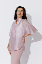 Pale Pink Lyocell Fluted Blogger Shirt