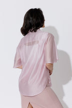 Pale Pink Lyocell Fluted Blogger Shirt