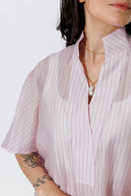 Pale Pink Lyocell Fluted Blogger Shirt