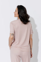 Pink Tencel V-Neck T-Shirt