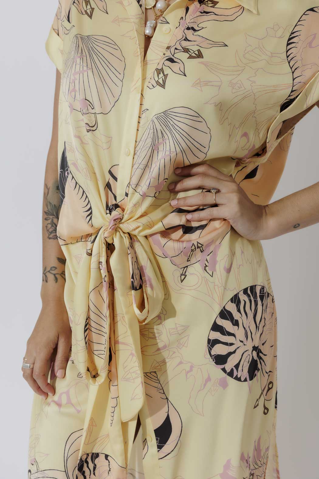 Yellow Shells Shirt Dress