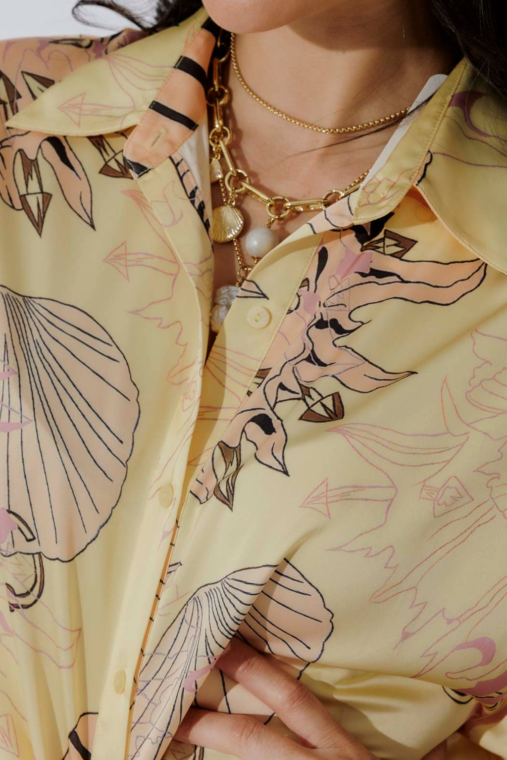 Yellow Shells Shirt Dress