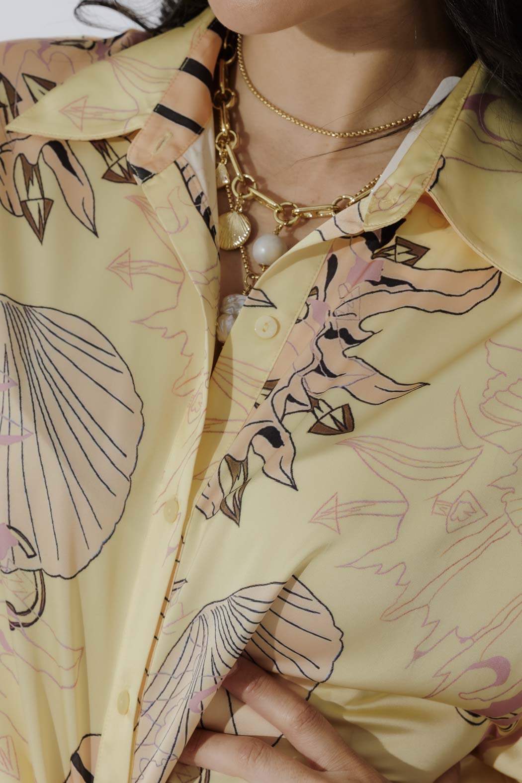 Yellow Shells Shirt Dress