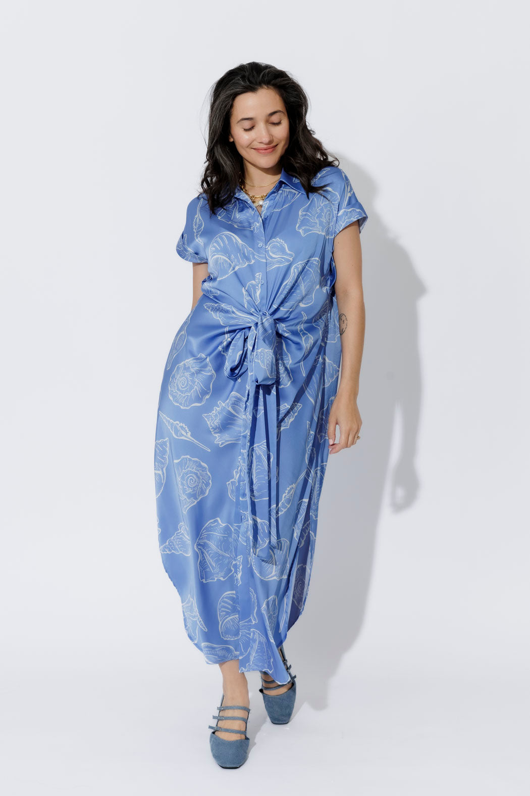 Blue Shells Shirt Dress
