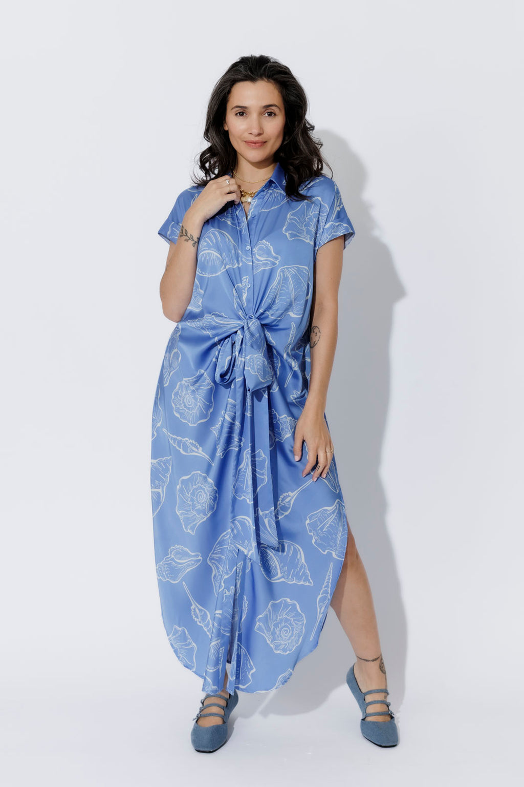 Blue Shells Shirt Dress