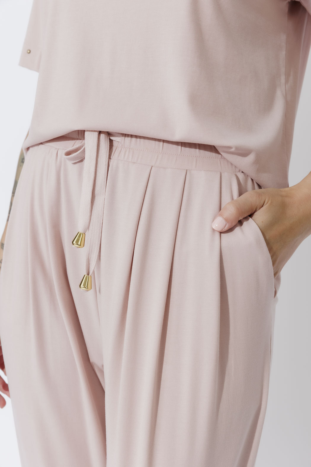 Pink Tencel Tie Pant