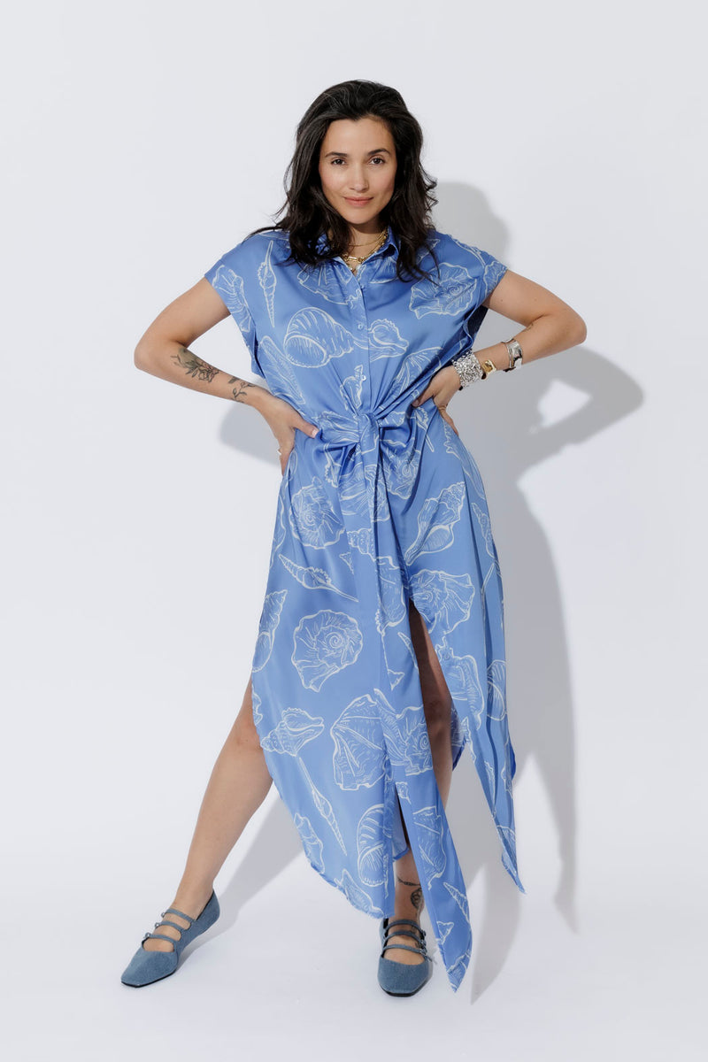 Blue Shells Shirt Dress