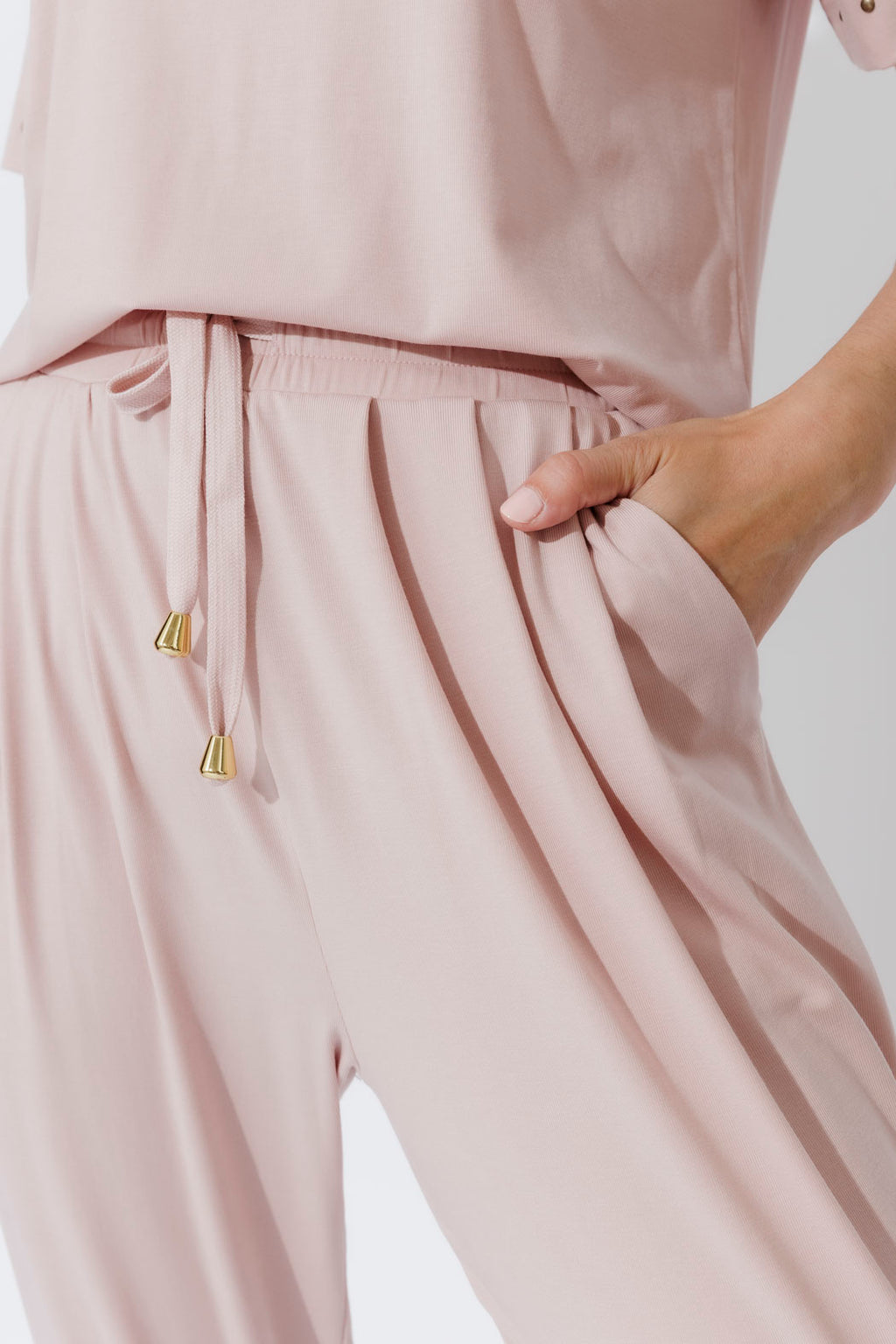 Pink Tencel Tie Pant