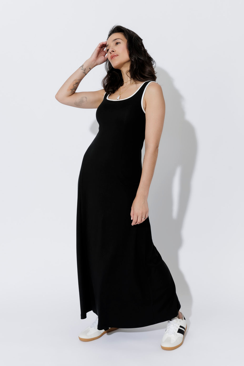 Black Tencel A-Line Dress