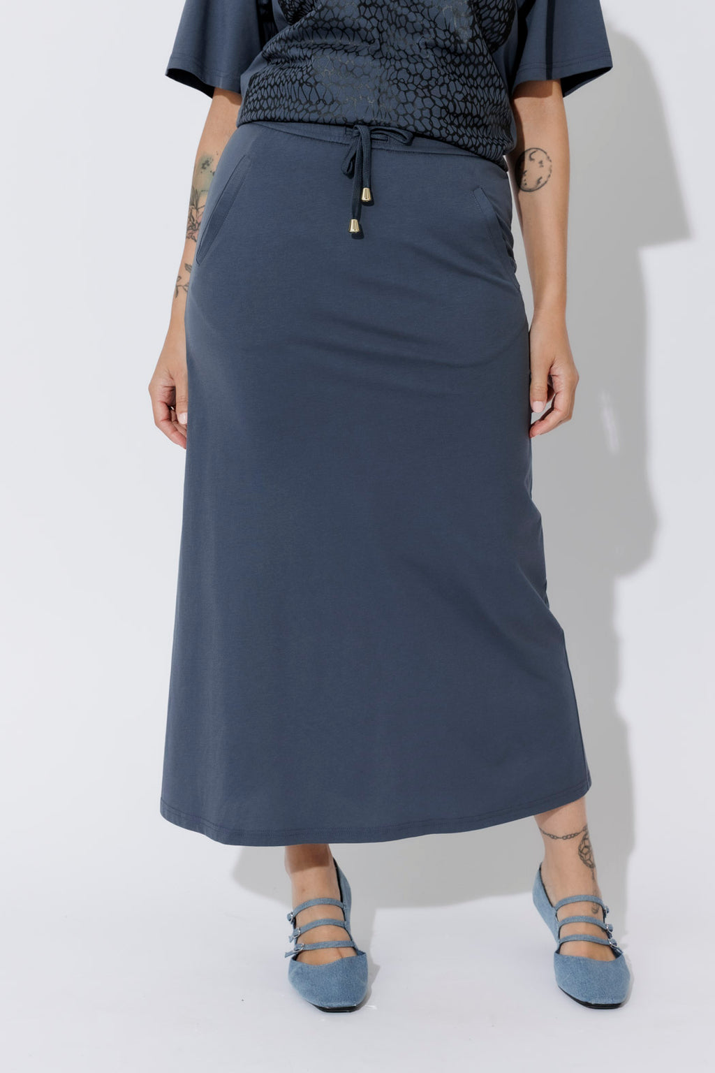 Navy Cotton Nautical Skirt