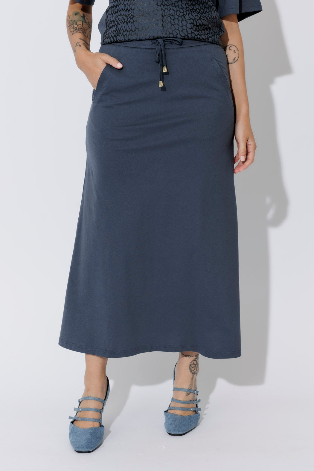 Navy Cotton Nautical Skirt