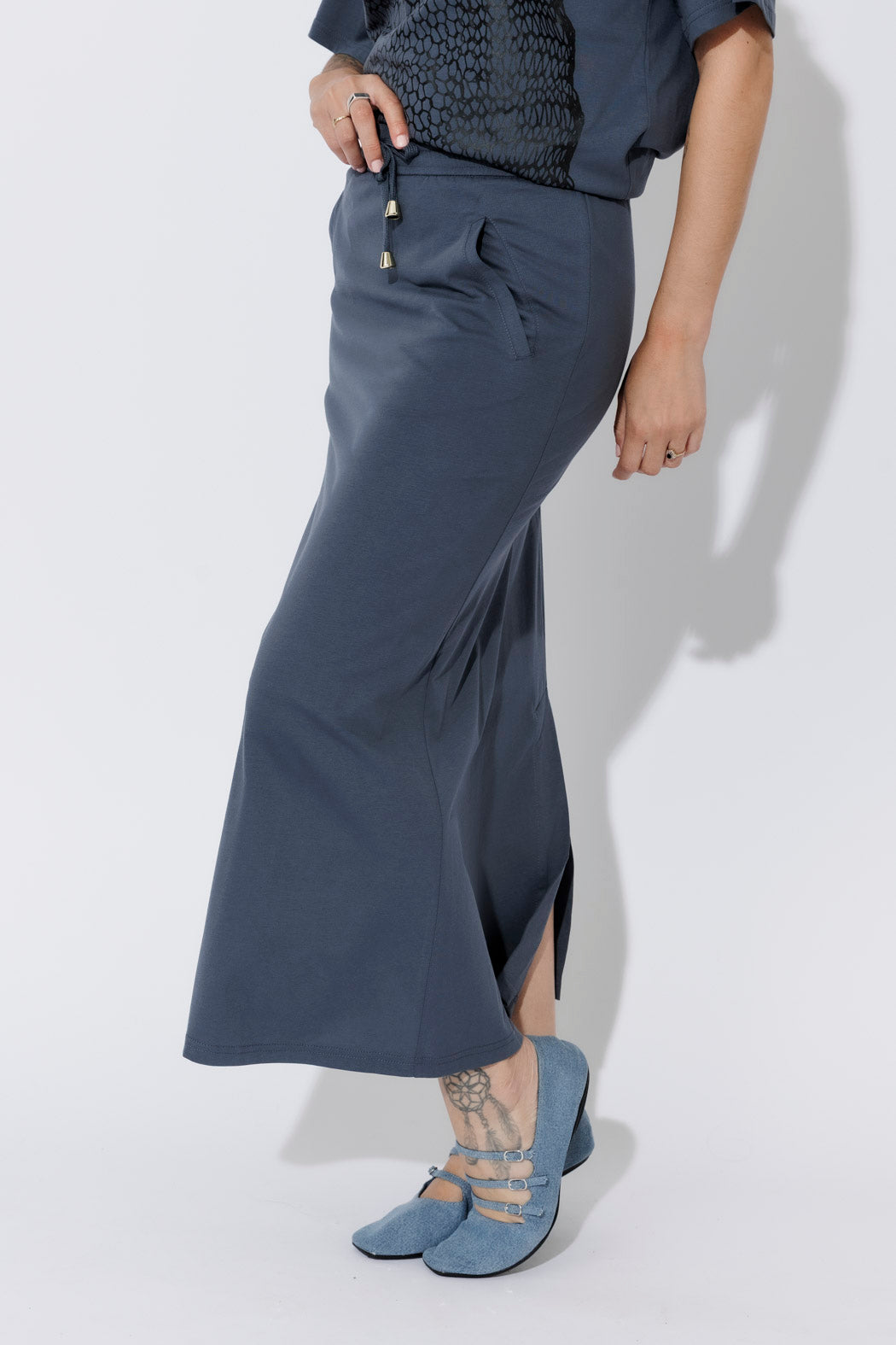 Navy Cotton Nautical Skirt