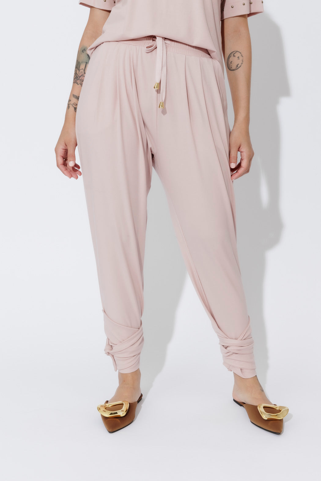 Pink Tencel Tie Pant