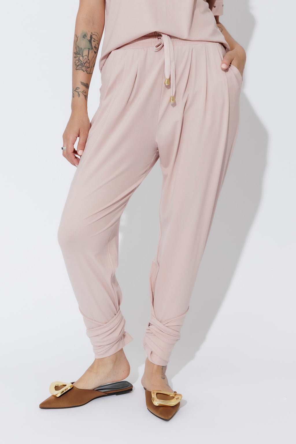 Pink Tencel Tie Pant
