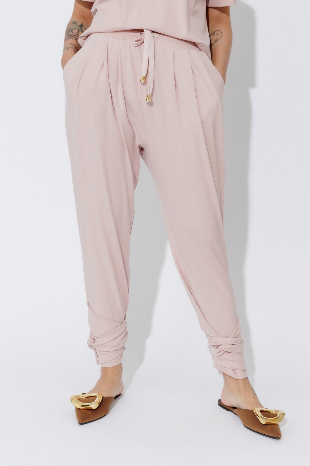 Pink Tencel Tie Pant