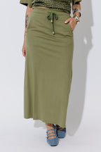 Khaki Cotton Nautical Drawstring Skirt