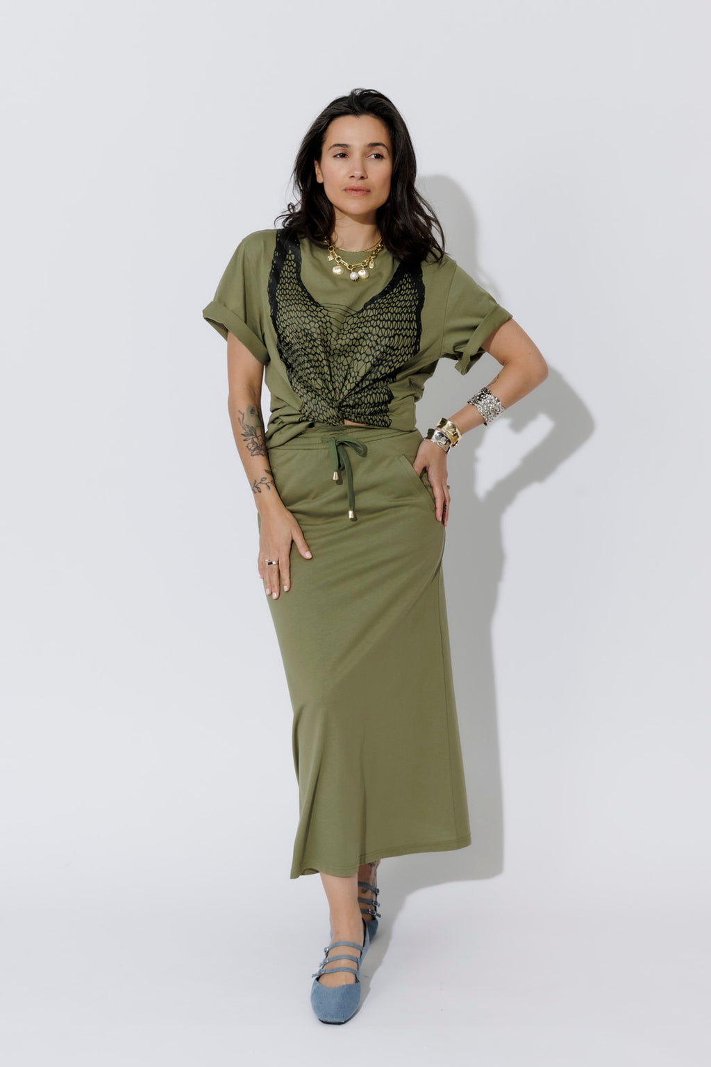 Khaki Cotton Nautical T-Shirt