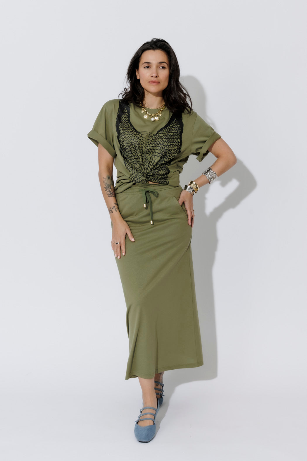 Khaki Cotton Nautical T-Shirt