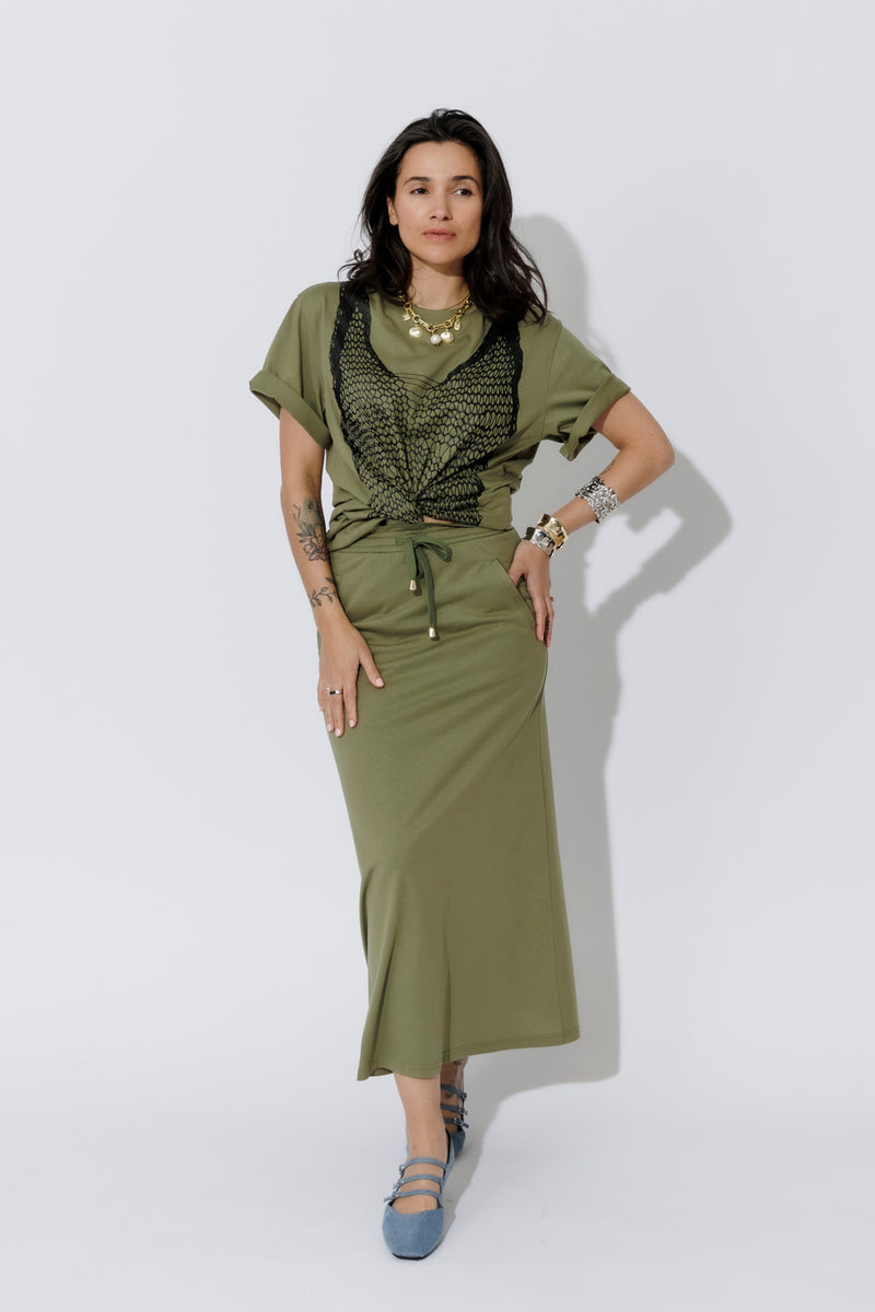 Khaki Cotton Nautical T-Shirt