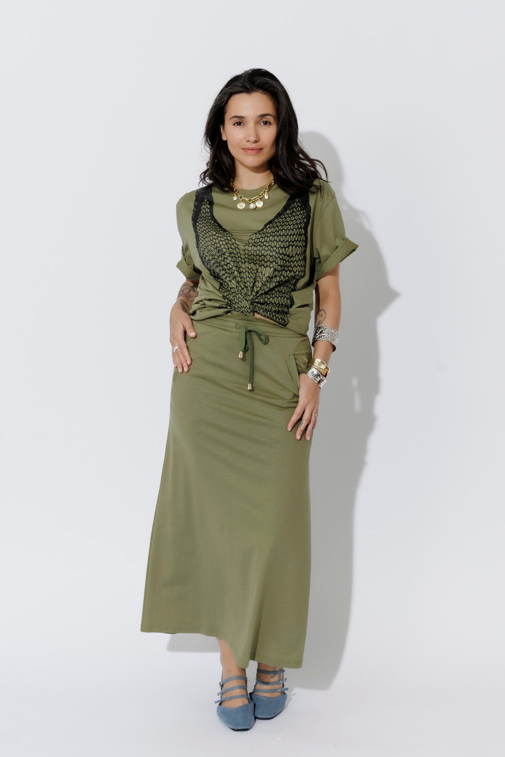 Khaki Cotton Nautical T-Shirt