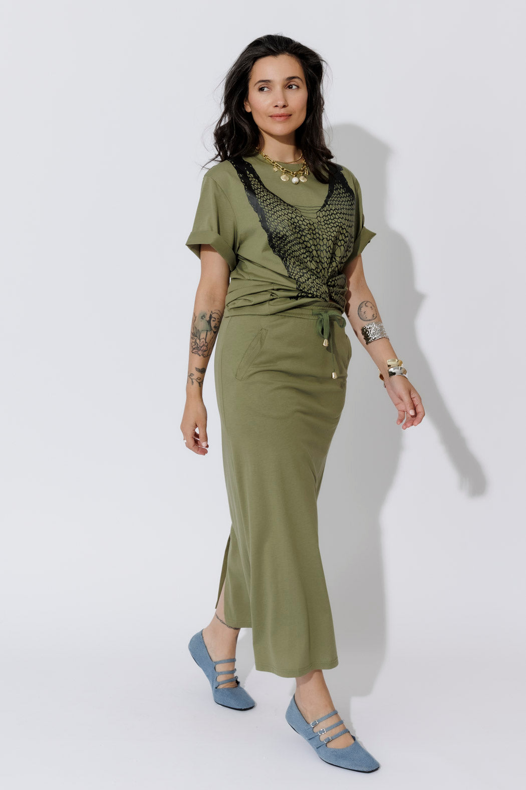 Khaki Cotton Nautical T-Shirt