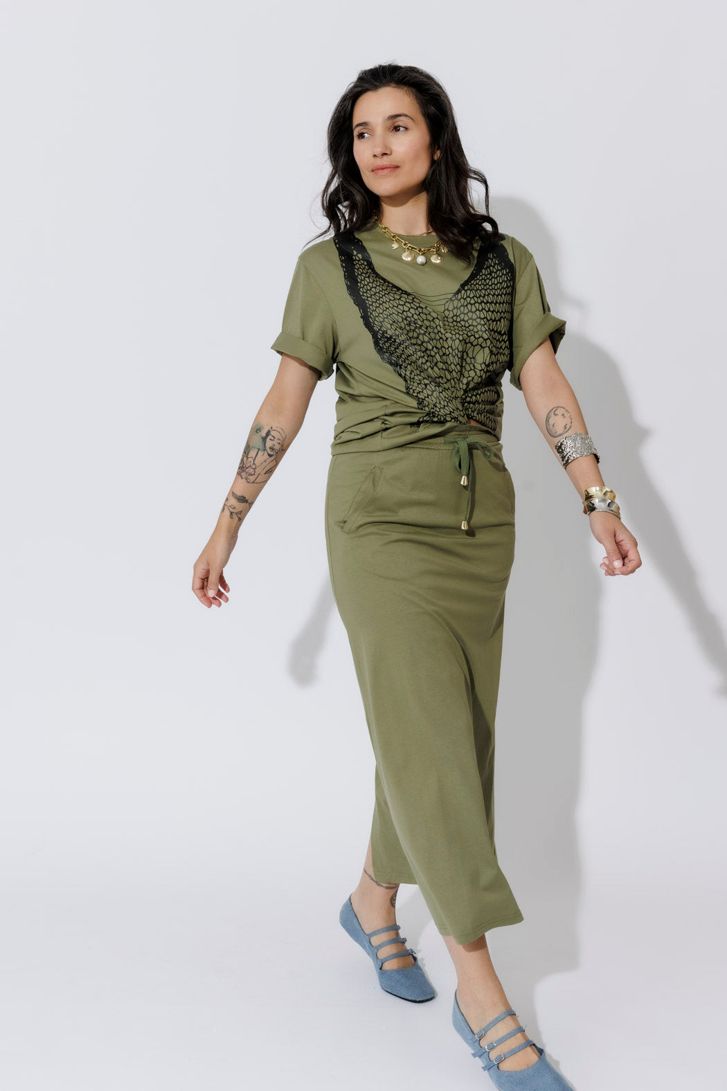 Khaki Cotton Nautical T-Shirt