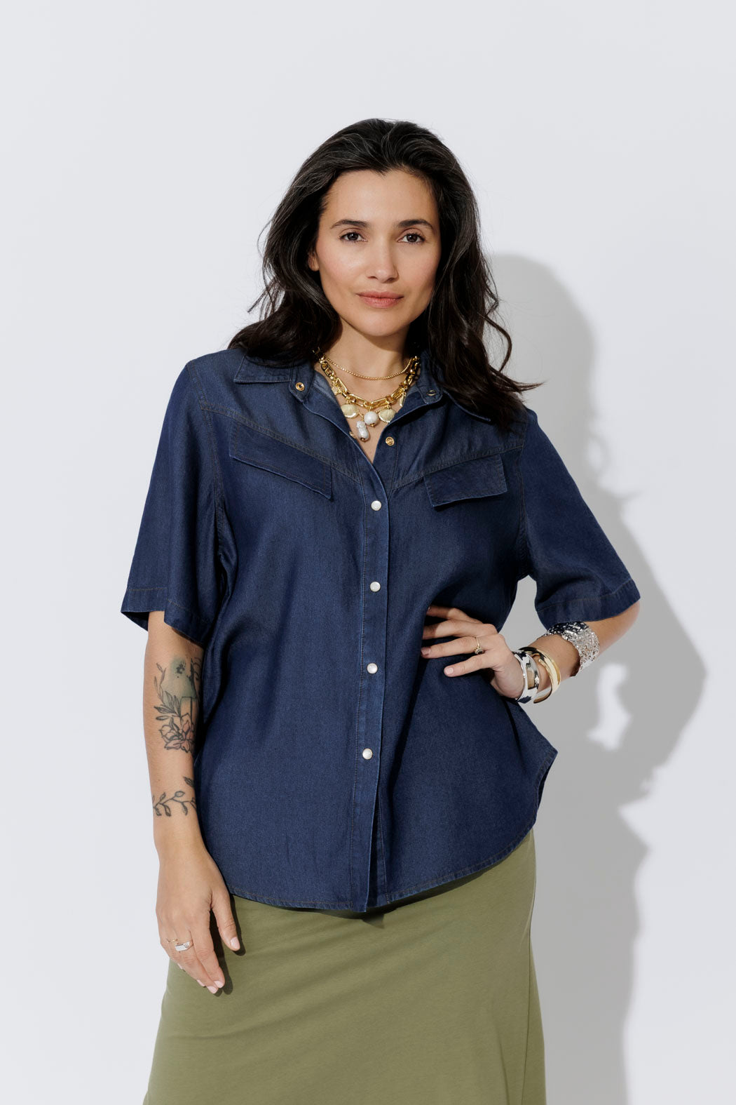 Dark Denim Tencel Pocket Shirt