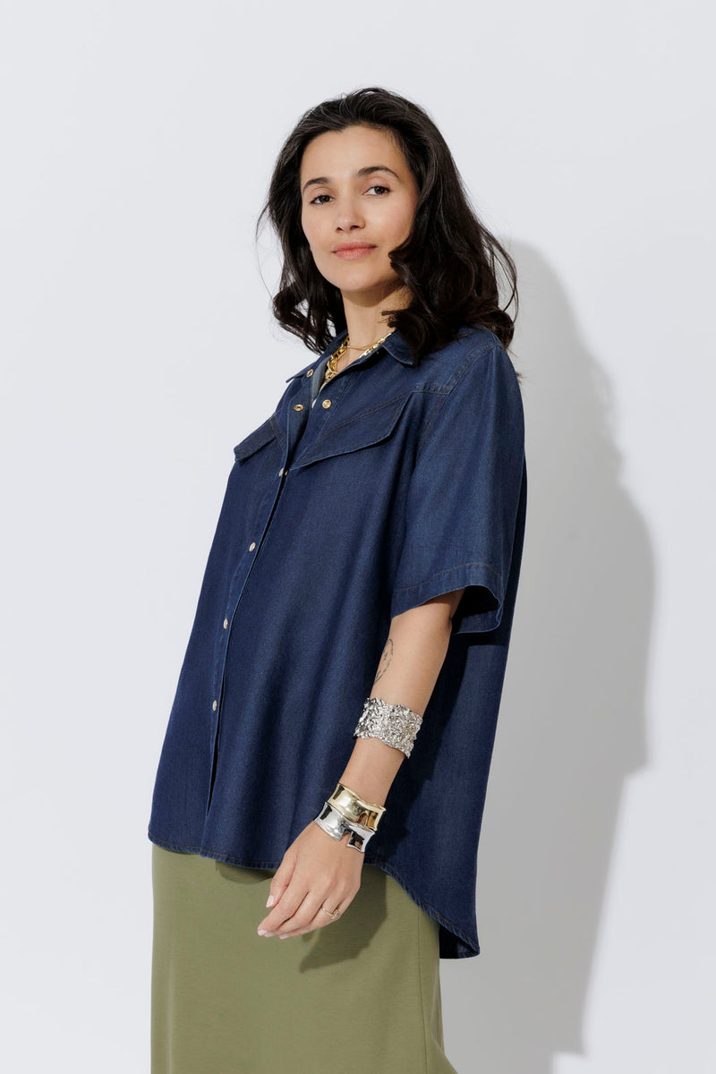 Dark Denim Tencel Pocket Shirt