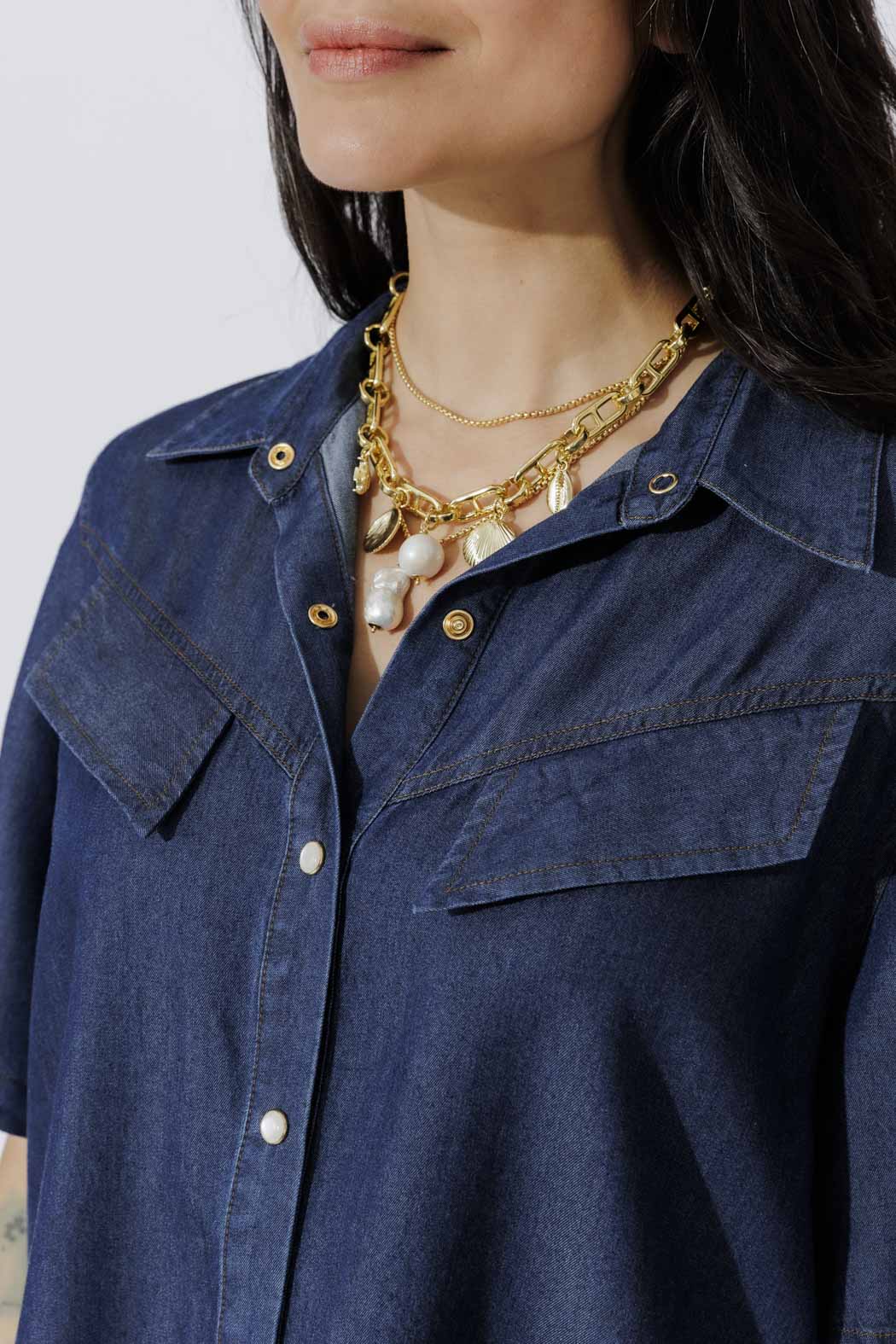 Dark Denim Tencel Pocket Shirt