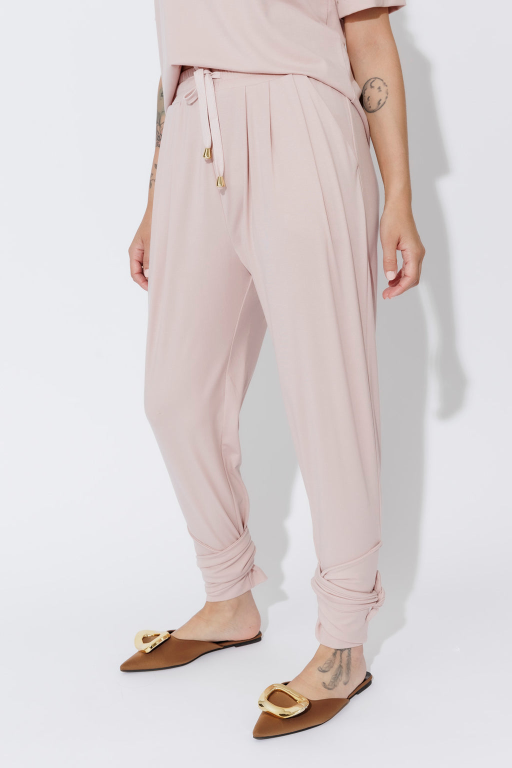 Pink Tencel Tie Pant