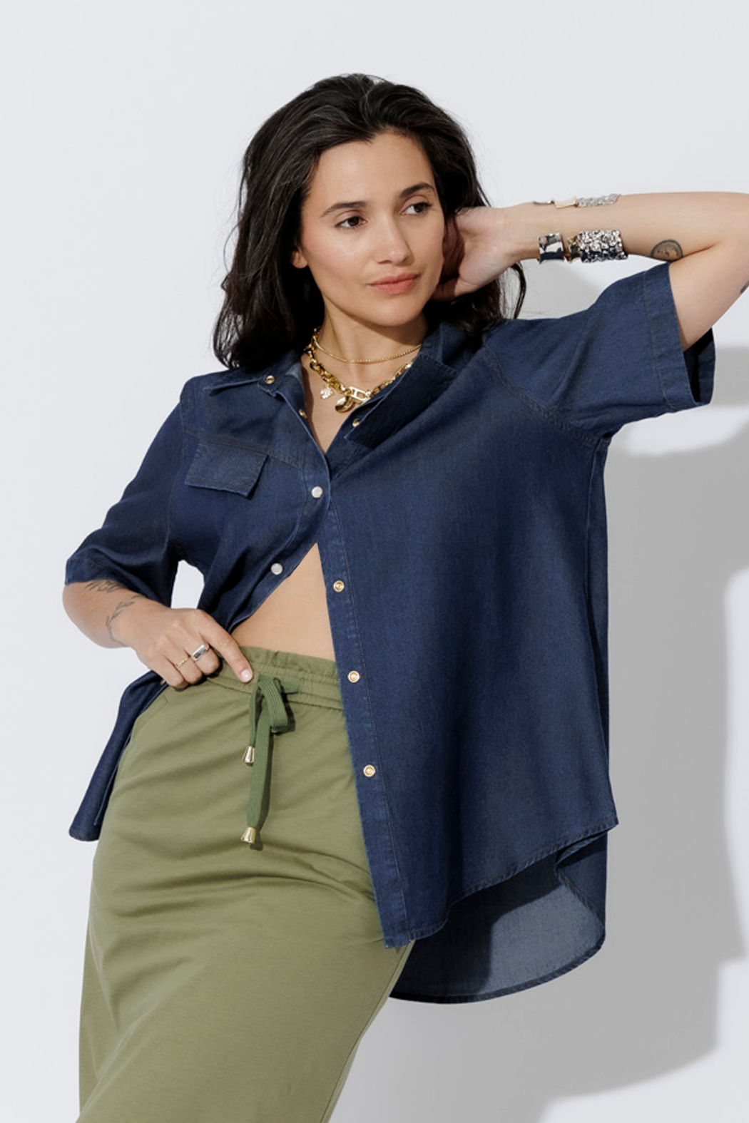 Dark Denim Tencel Pocket Shirt