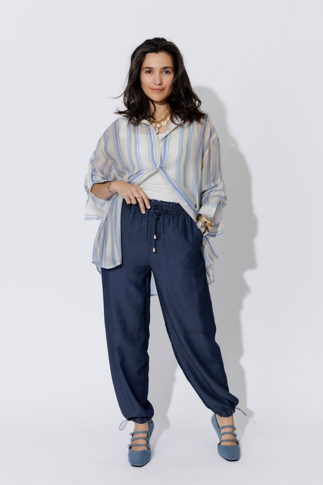 Dark Denim Tencel Shell Pant