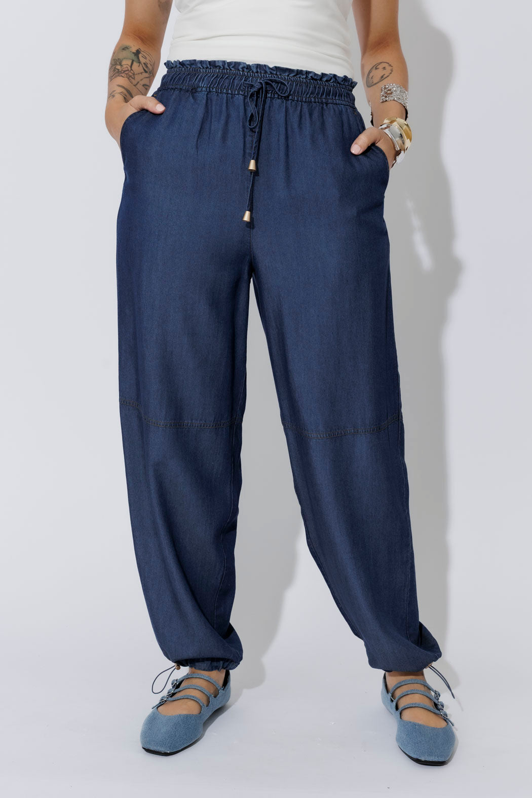 Dark Denim Tencel Shell Pant