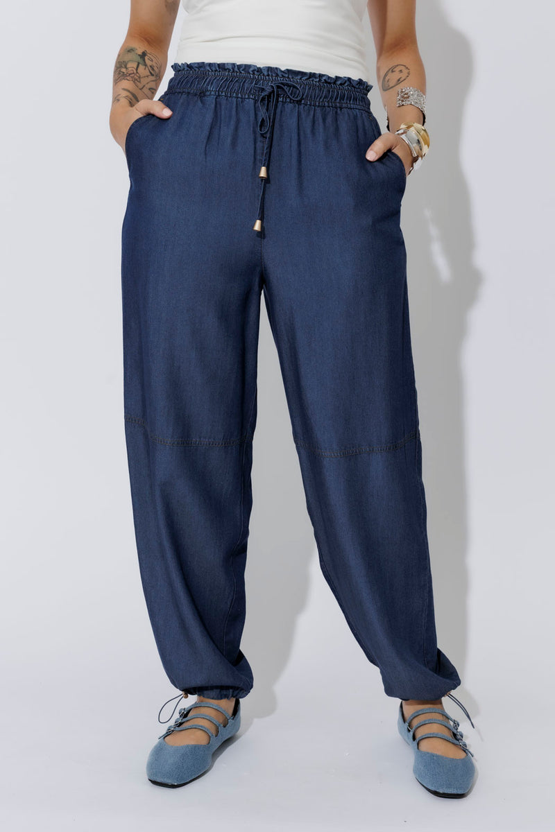 Dark Denim Tencel Shell Pant