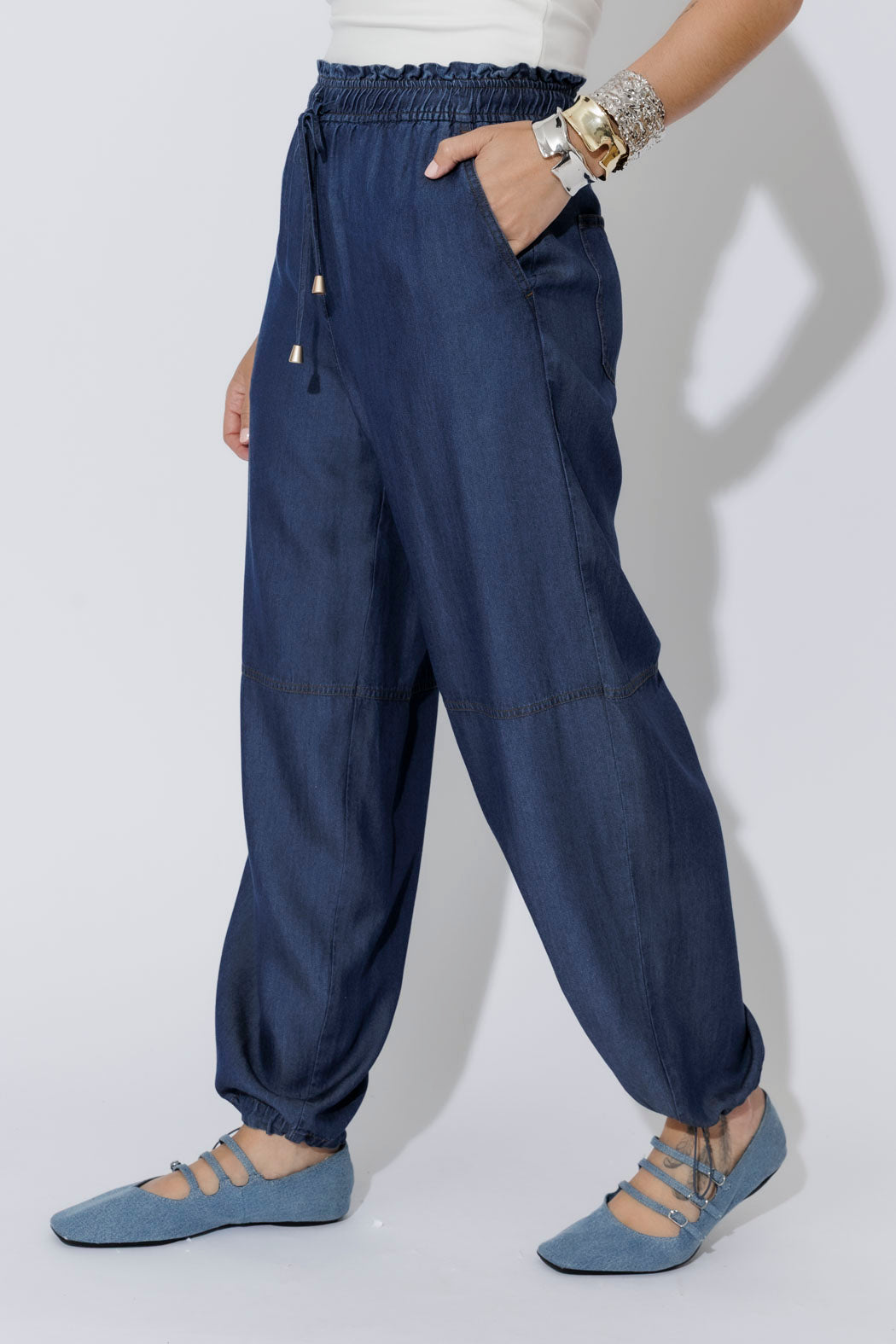 Dark Denim Tencel Shell Pant