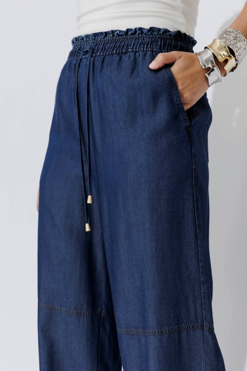 Dark Denim Tencel Shell Pant