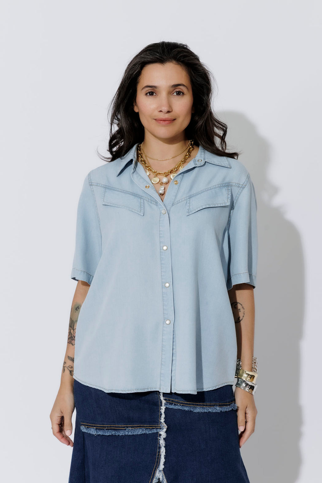 Light Denim Tencel Pocket Shirt