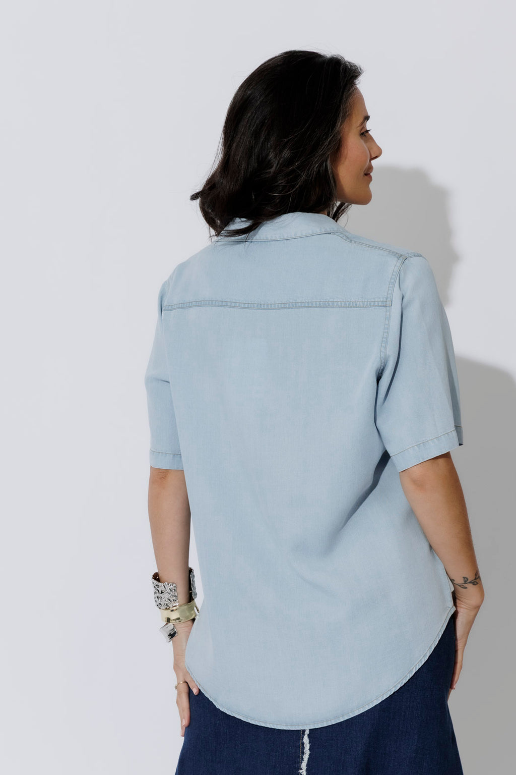 Light Denim Tencel Pocket Shirt