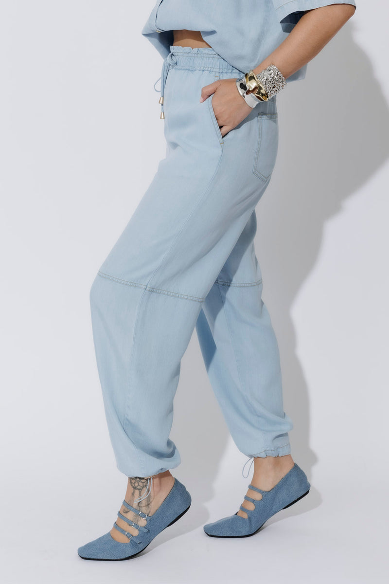 Light Denim Tencel Shell Pant