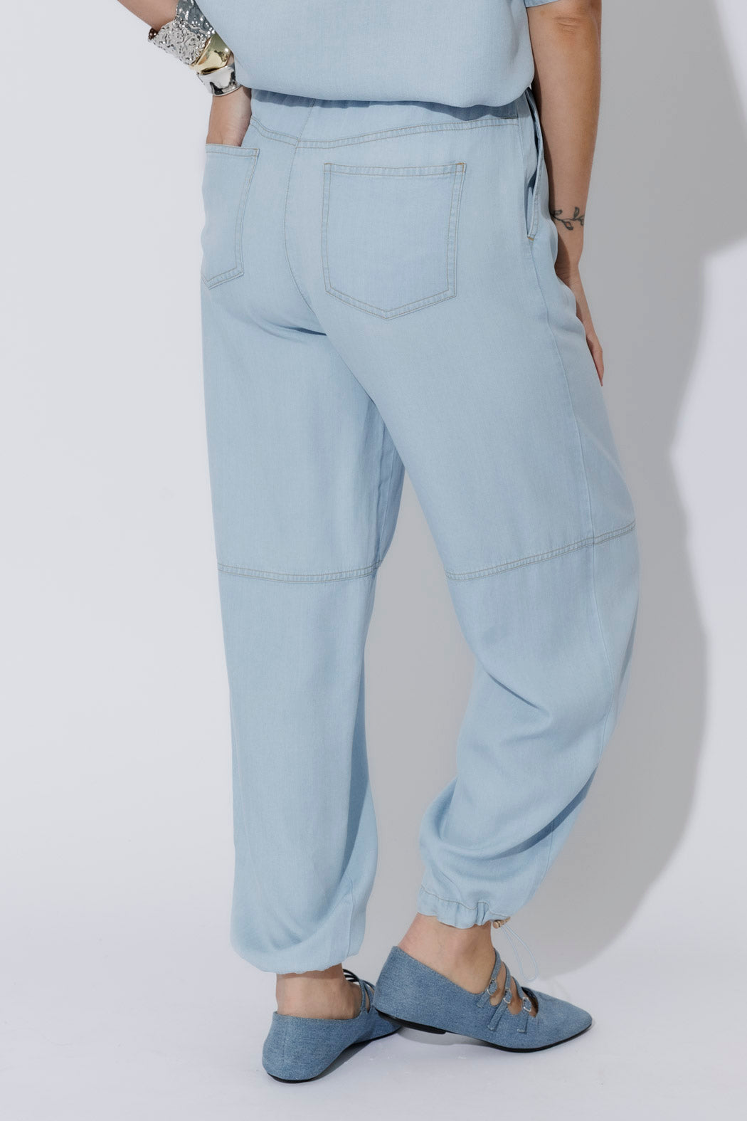 Light Denim Tencel Shell Pant