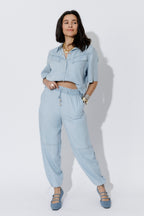 Light Denim Tencel Shell Pant