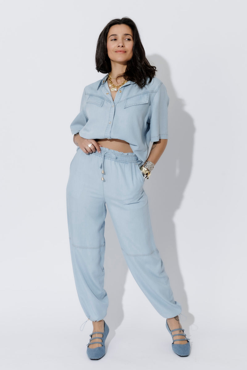 Light Denim Tencel Shell Pant