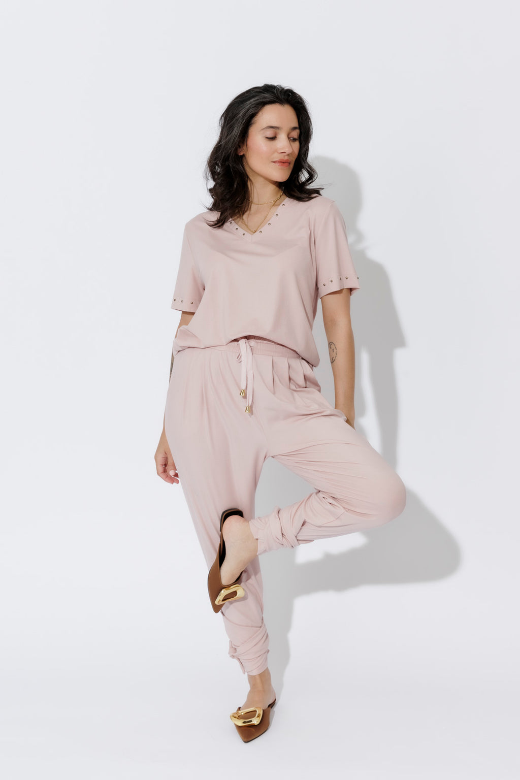 Pink Tencel Tie Pant