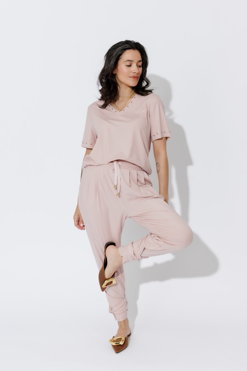 Pink Tencel Tie Pant