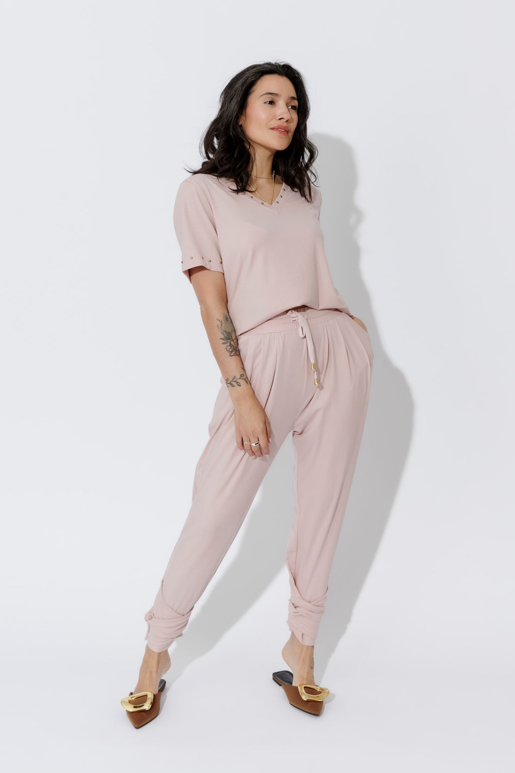 Pink Tencel Tie Pant