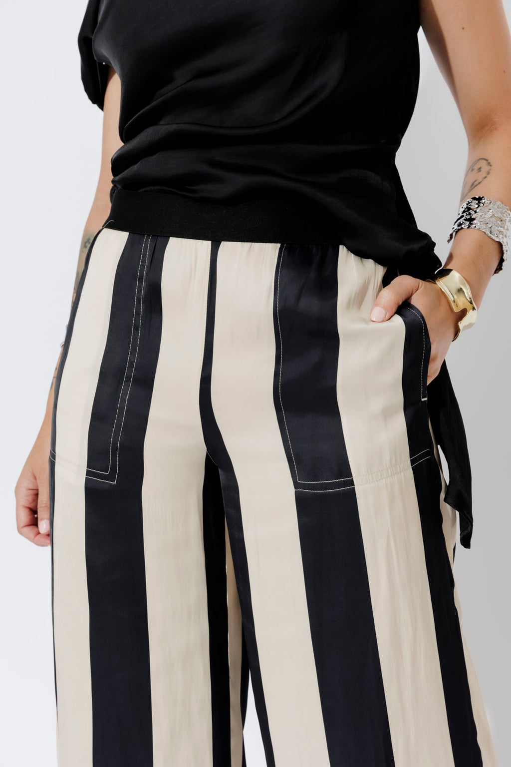 Black/Beige Wide Leg Pant