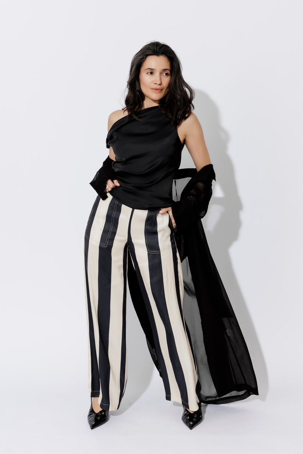 Black/Beige Wide Leg Pant
